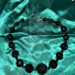Chunky Black Beaded Necklace